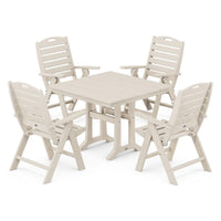 Thumbnail for POLYWOOD Nautical Highback 5-Piece Farmhouse Trestle Dining Set in Sand