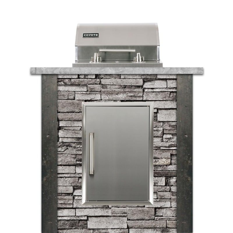 Coyote Ready-To-Assemble 3 Ft Outdoor Kitchen Island With 18-Inch Electric Grill And Access Door - Stacked Stone/Stone Gray - RTAC-E3S-SG-C1EL120SM