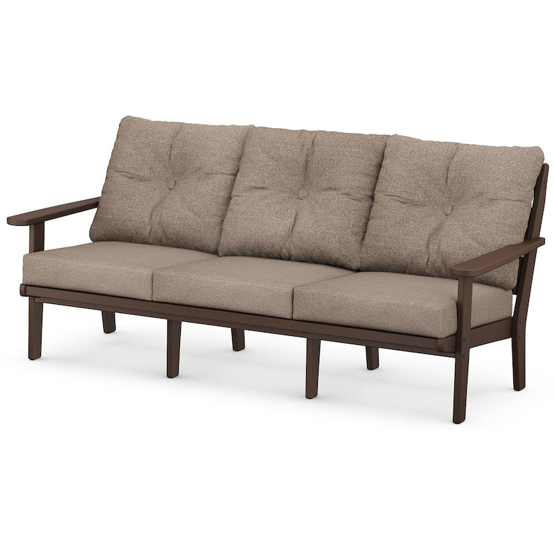 POLYWOOD Lakeside Deep Seating Sofa - Mahogany / Spiced Burlap