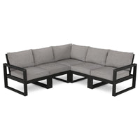Thumbnail for POLYWOOD EDGE 5-Piece Modular Deep Seating Set in Black / Grey Mist
