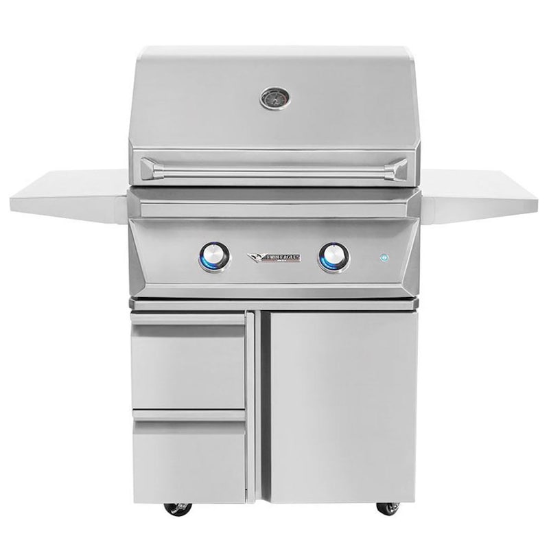 Twin Eagles 30-Inch 2-Burner Propane Gas Grill with Infrared Rotisserie Burner On Deluxe Cart