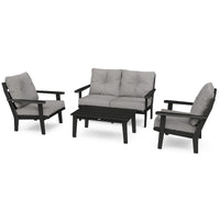 Thumbnail for POLYWOOD Lakeside 4-Piece Deep Seating Set - Black / Grey Mist