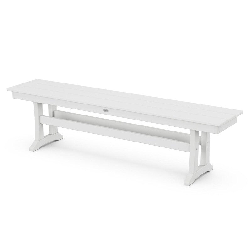 POLYWOOD Farmhouse Trestle 65-Inch Bench - White