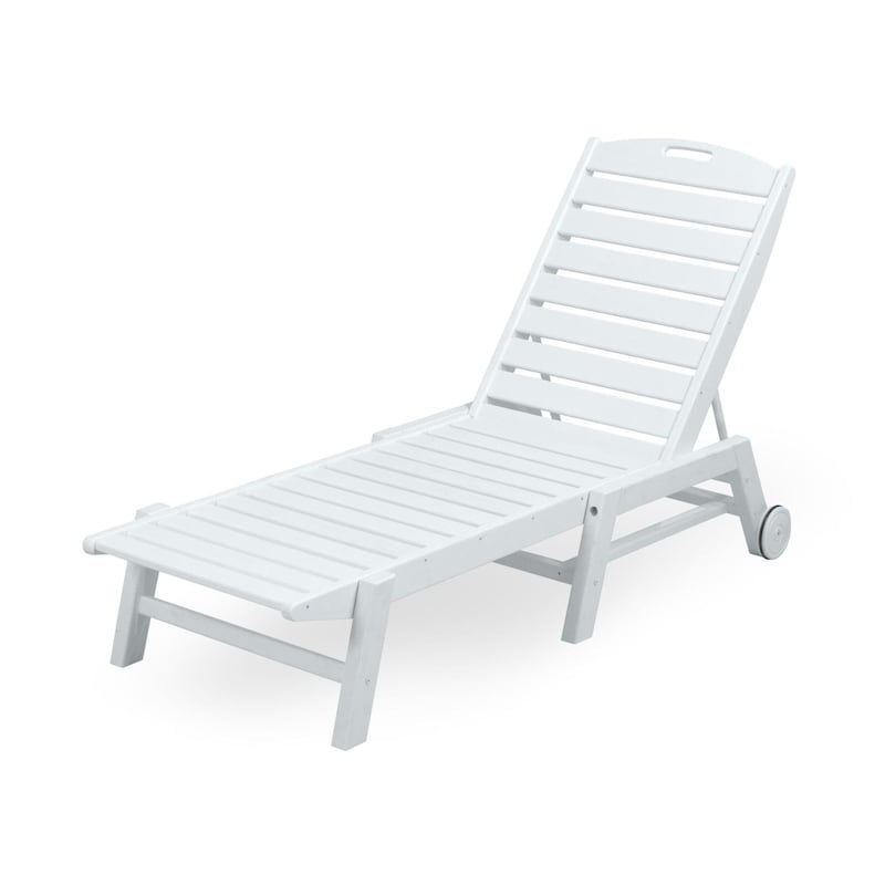 POLYWOOD Nautical Chaise W/Wheels - White