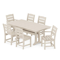 Thumbnail for POLYWOOD Lakeside 7-Piece Farmhouse Trestle Dining Set - Sand
