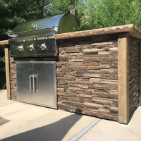 Thumbnail for Coyote Ready-To-Assemble 6 Ft Outdoor Kitchen Island With 34-Inch C-Series Natural Gas Grill (Ships As Propane With Conversion Fittings) - Stacked Stone/Brown Terra - RTAC-G6-SB-C2C34NG