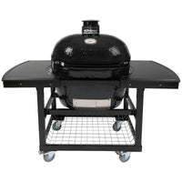 Thumbnail for Primo Oval XL 400 Ceramic Kamado Grill On Steel Cart With 2-Piece Island Side Shelves And Stainless Steel Grates - PGCXLH (2021)