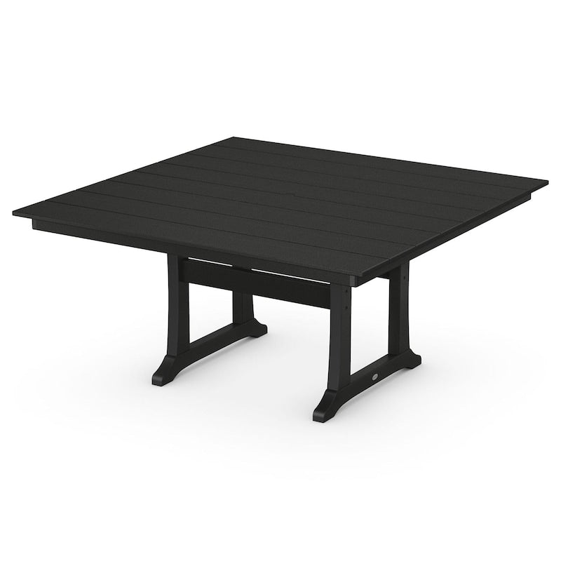 POLYWOOD 59-Inch Farmhouse Trestle Dining Table - Black