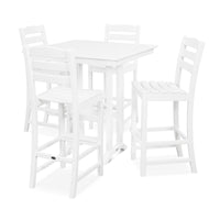 Thumbnail for POLYWOOD La Casa Cafe 5-Piece Farmhouse Trestle Bar Set - White