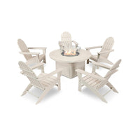 Thumbnail for POLYWOOD Vineyard 6-Piece Adirondack Chat Set w/ Fire Pit Table - Sand