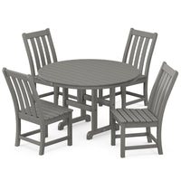 Thumbnail for POLYWOOD Vineyard 5-Piece Round Side Chair Dining Set - Slate Grey