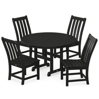 Thumbnail for POLYWOOD Vineyard 5-Piece Round Side Chair Dining Set - Black