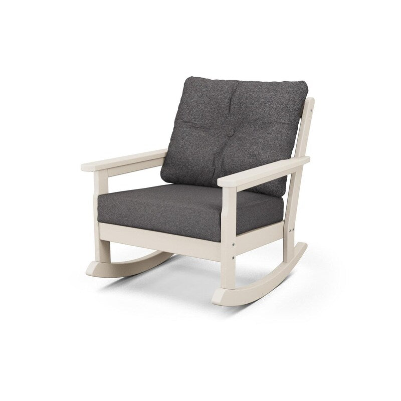 POLYWOOD Vineyard Deep Seating Rocking Chair - Sand / Ash Charcoal