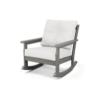 Thumbnail for POLYWOOD Vineyard Deep Seating Rocking Chair - Slate Grey / Natural Linen