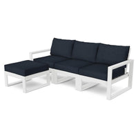 Thumbnail for POLYWOOD EDGE 4-Piece Modular Deep Seating Set with Ottoman in White / Marine Indigo